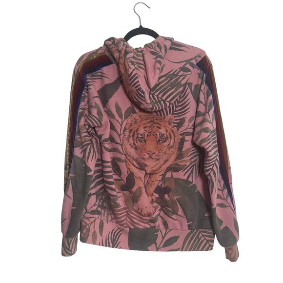 Aviator Nation Rare Tiger Jungle Tropical Print Zip Up Hoodie Jacket M Flawed! - Picture 3 of 12